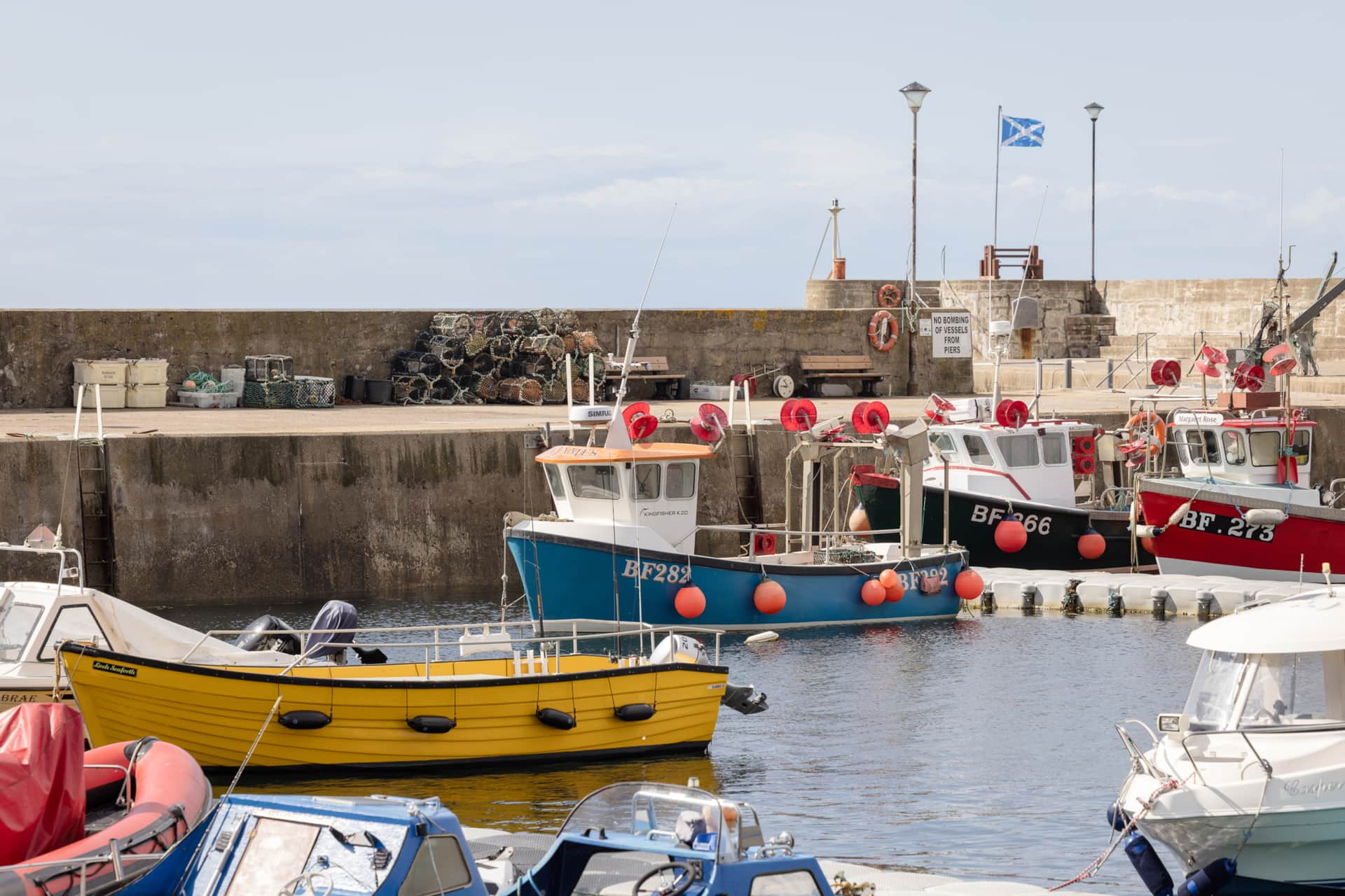 Fishing boats moored in Gardenstown Harbour