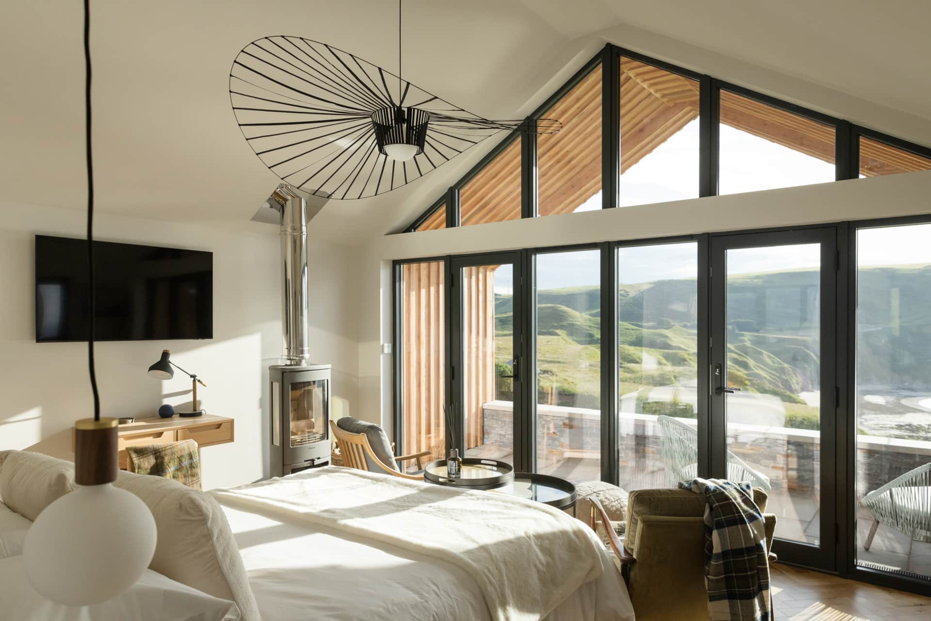 Bedroom with sea-view windows
