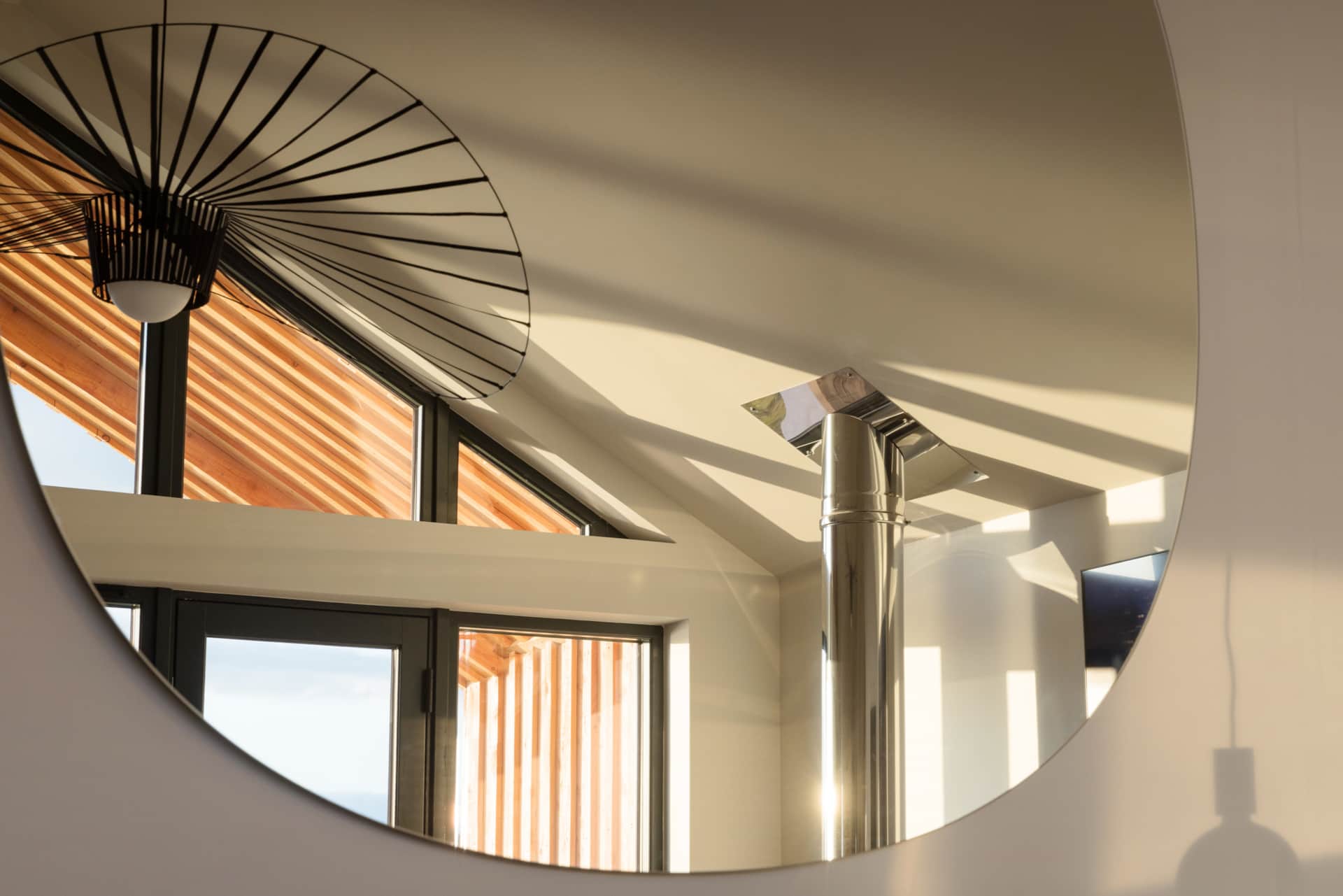 Reflection of the vaulted ceiling