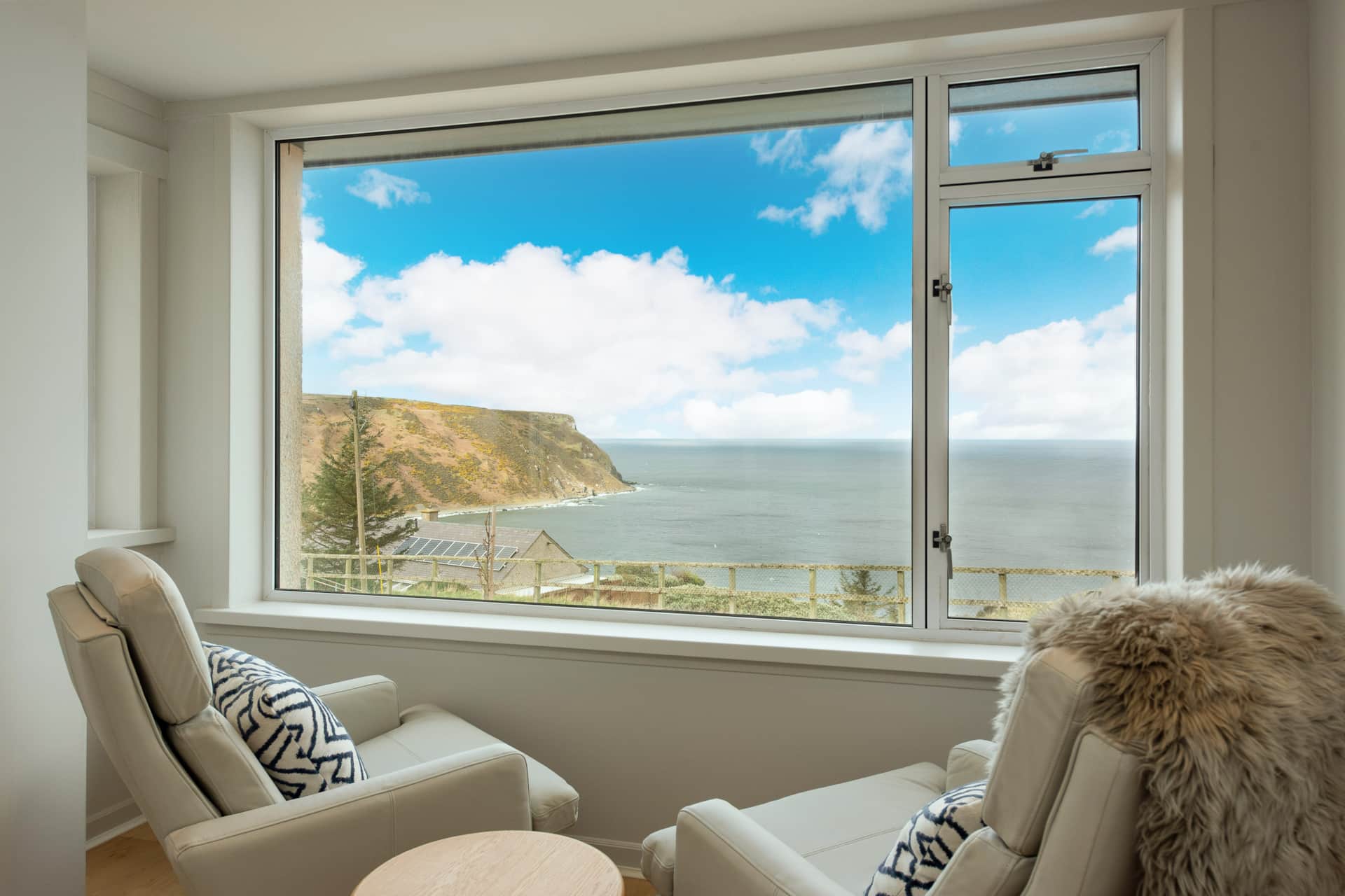 Coastal view from the lounge at Murray Cottage