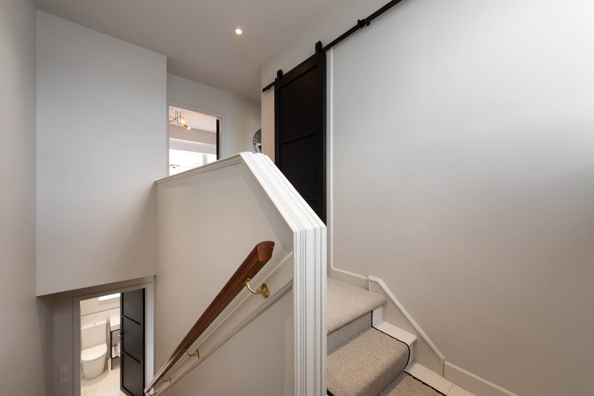 Staircase down towards the bathroom